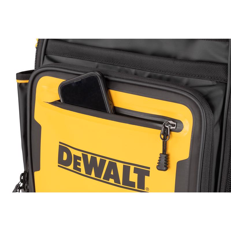 DeWalt 7.75 in. W X 18.75 in. H Polyester/Tarpaulin Pro Backpack Tool Bag 43 pocket Black/Yellow 1 p