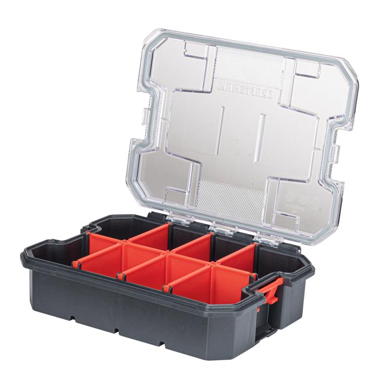 Craftsman VersaStack 7.5 in. W X 2.76 in. H Small Parts Bin Plastic 8 compartments Black/Red