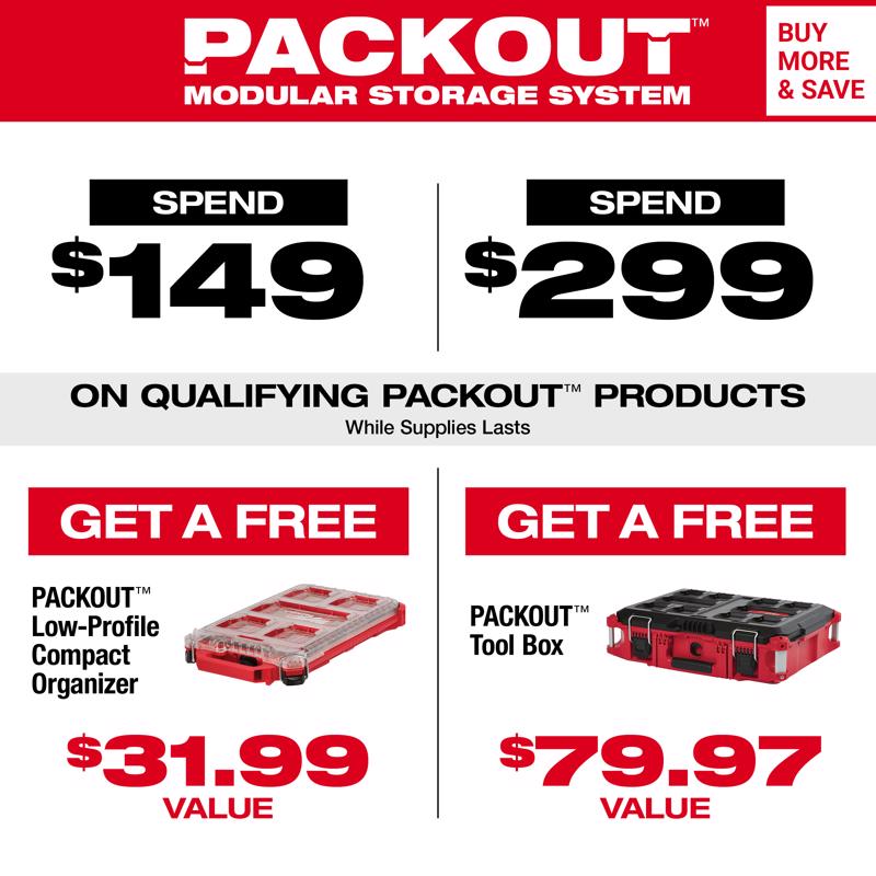 Milwaukee Packout Shop Storage Medium Black/Red Plastic 9.5 in. L Hook Rack 25 lb 1 pk