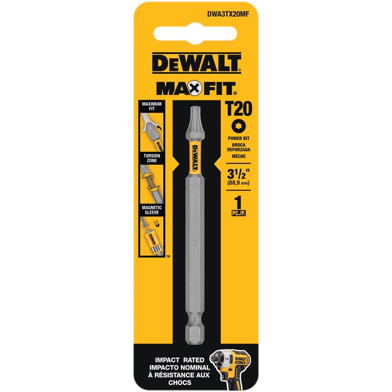 DeWalt Max Fit Torx #20 X 3-1/2 in. L Screwdriver Bit S2 Tool Steel 1 pk