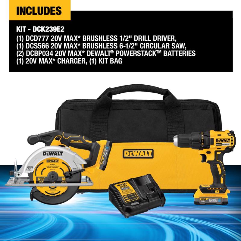 DeWalt 20V MAX Cordless Brushless 2 Tool Combo Kit