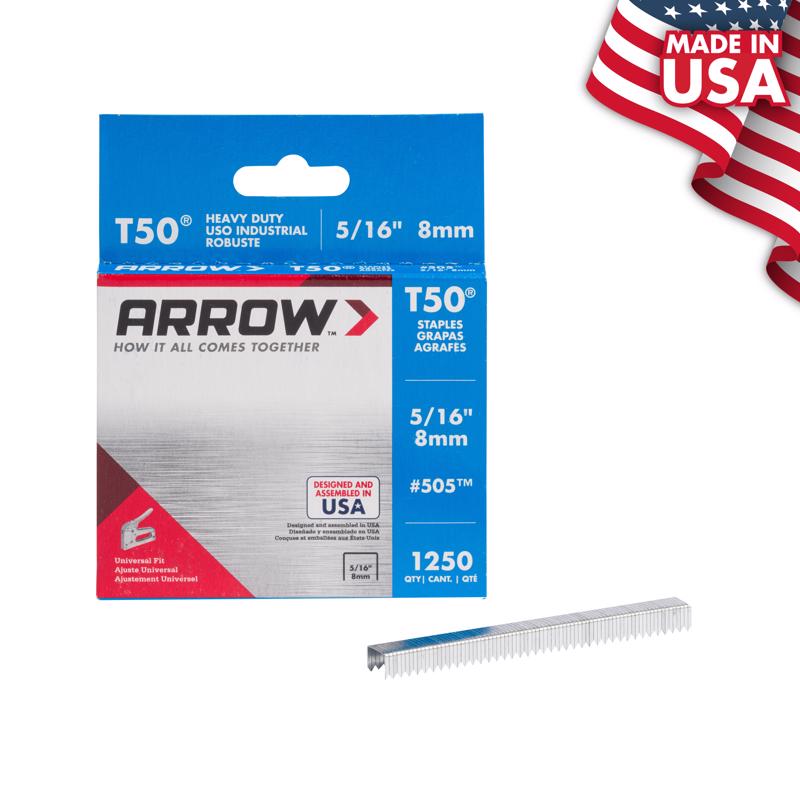 Arrow T50 3/8 in. W X 5/16 in. L 18 Ga. Flat Crown Heavy Duty Staples 1250 pk, Pack of 4