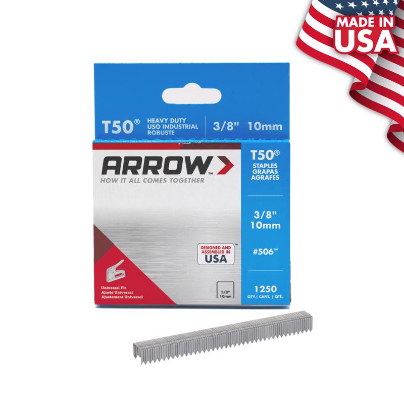 Arrow T50 3/8 in. W X 3/8 in. L Flat Crown Heavy Duty Staples 1250 pk, Pack of 4