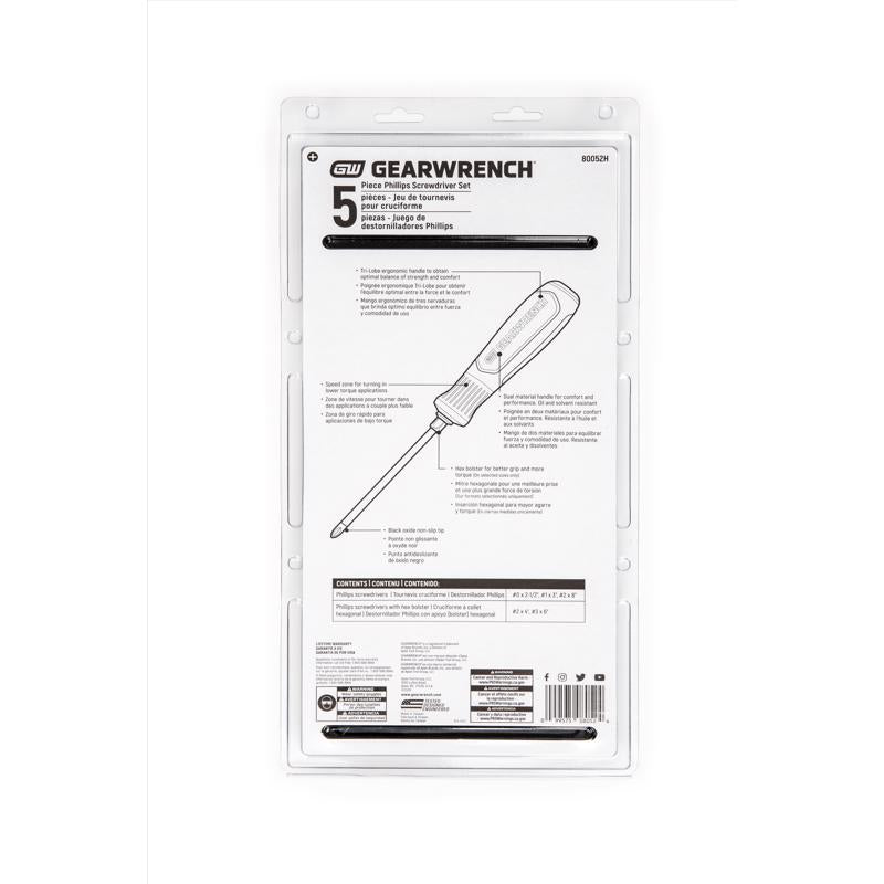 GEARWRENCH Phillips Screwdriver Set 5 pc
