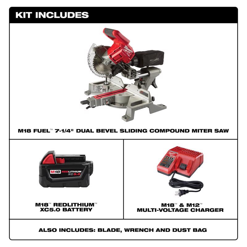 Milwaukee 18V M18 Fual 7-1/4 in. Cordless Brushless Compound Miter Saw Kit (Battery & Charger)