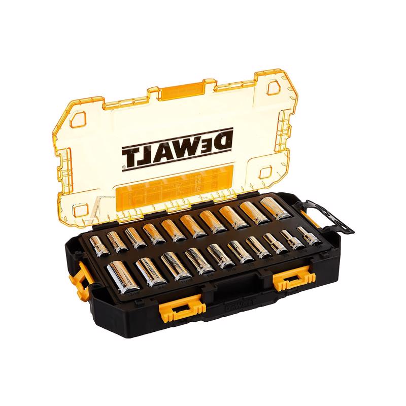 DeWalt 3/8 in. drive Metric/SAE 6 Point Deep Socket Set 20 pc