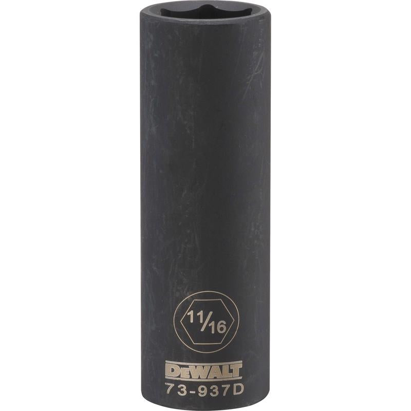 DeWalt 11/16 in. X 1/2 in. drive SAE 6 Point Deep Impact Socket 1 pc