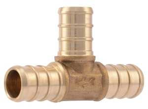 SharkBite UC362LFA10 Pipe Tee, 1/2 in, Barb x Crimp, PEX-A, PEX-B, Brass, 33 to 200 psi Pressure