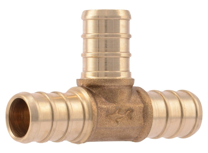 SharkBite UC362LFA10 Pipe Tee, 1/2 in, Barb x Crimp, PEX-A, PEX-B, Brass, 33 to 200 psi Pressure