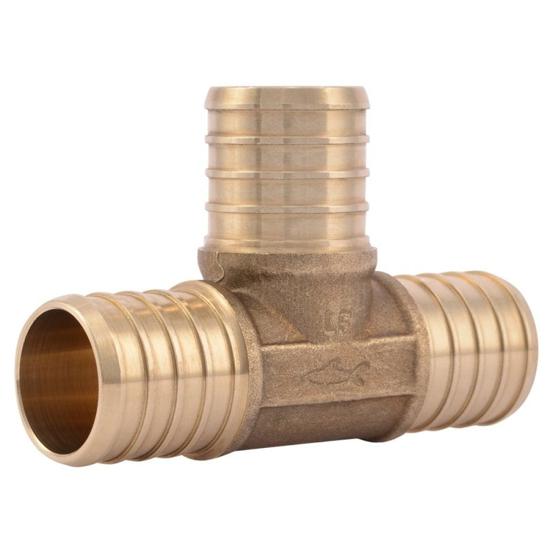 SharkBite UC374LF Pipe Tee, 1 in, Barb x Crimp, PEX-A, PEX-B, Brass, 80 to 160 psi Pressure