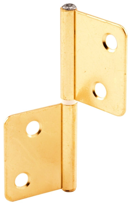 Prime-Line N 7025 Door Hinge, 3 in H Door Leaf, 1-5/16 in W Door Leaf, Steel, Brass, 4-Mounting Hole