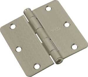National Hardware N830-247 Door Hinge, 3 in H Door Leaf, 3 in L x 3in W, Steel, Satin Nickel, 1/4 in Corner Radius
