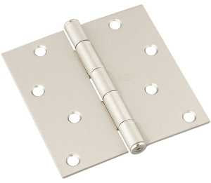 National Hardware N830-249 Door Hinge, 4 in W Frame Leaf, Steel, Satin Nickel, Non-Rising, Removable Pin, Mortise, 55 lb