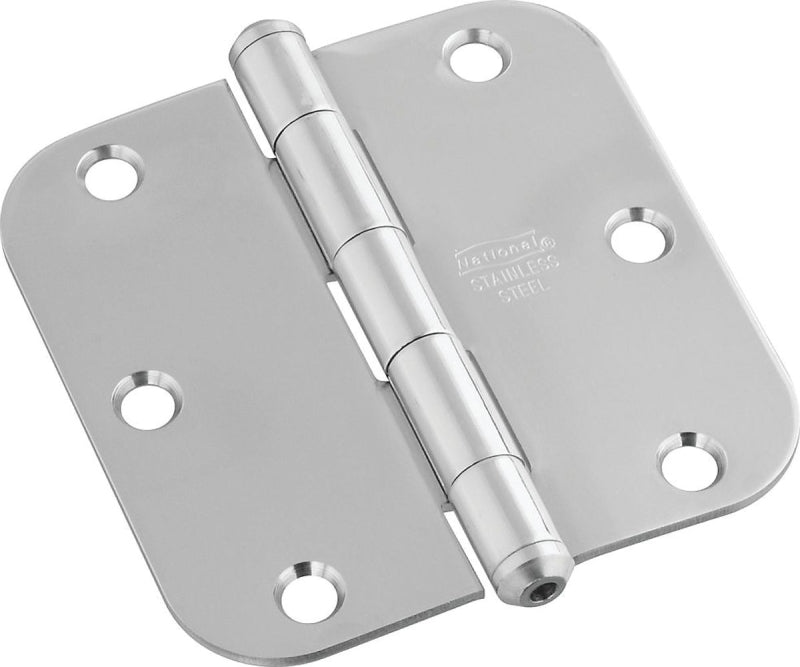 National Hardware N830-269 Door Hinge, 3-1/2 in H Door Leaf, 3-1/2 in L, Stainless Steel, Zinc, 5/8 in Corner Radius