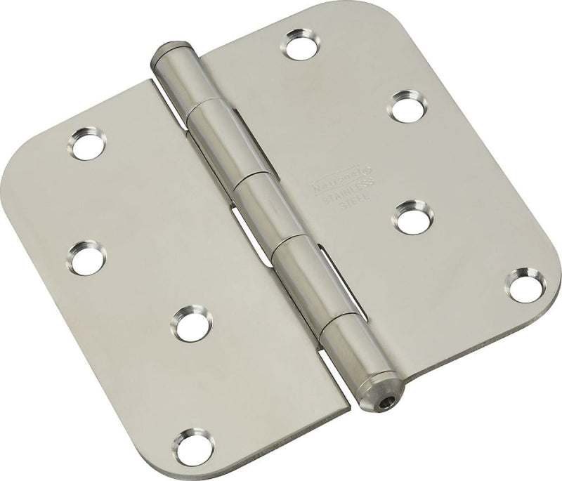 National Hardware N830-270 Door Hinge, 4 in H Door Leaf, 4 in L, Stainless Steel, Zinc, 5/8 in Corner Radius, 55 lb