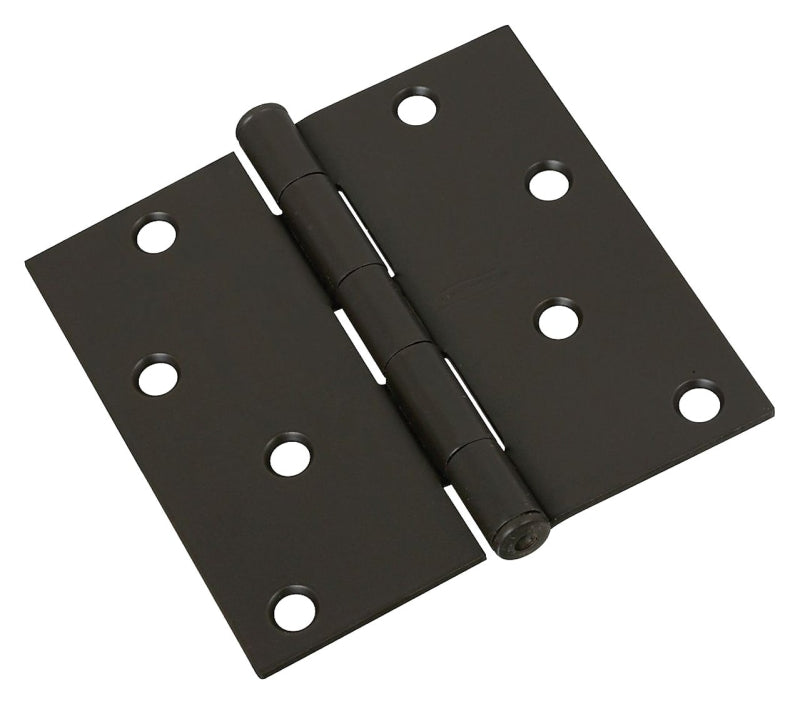 National Hardware N830-204 Door Hinge, 4 in W Frame Leaf, Steel, Oil-Rubbed Bronze, Non-Rising, Removable Pin, Mortise