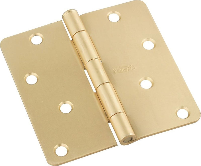 National Hardware N830-228 Door Hinge, 4 in H Door Leaf, 4 in L x 4 in W, Cold Rolled Steel, Satin Brass, 55 lb