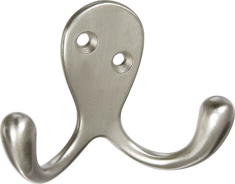 National Hardware SPB1430 Series N830-152 Robe Hook, 2 -Hook, Zinc, Satin Nickel