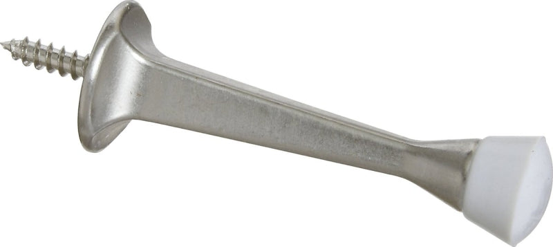 National Hardware N830-137 Door Stop, 1 in Dia Base, 3 in Projection, Plastic/Rubber/Zinc, Satin Nickel