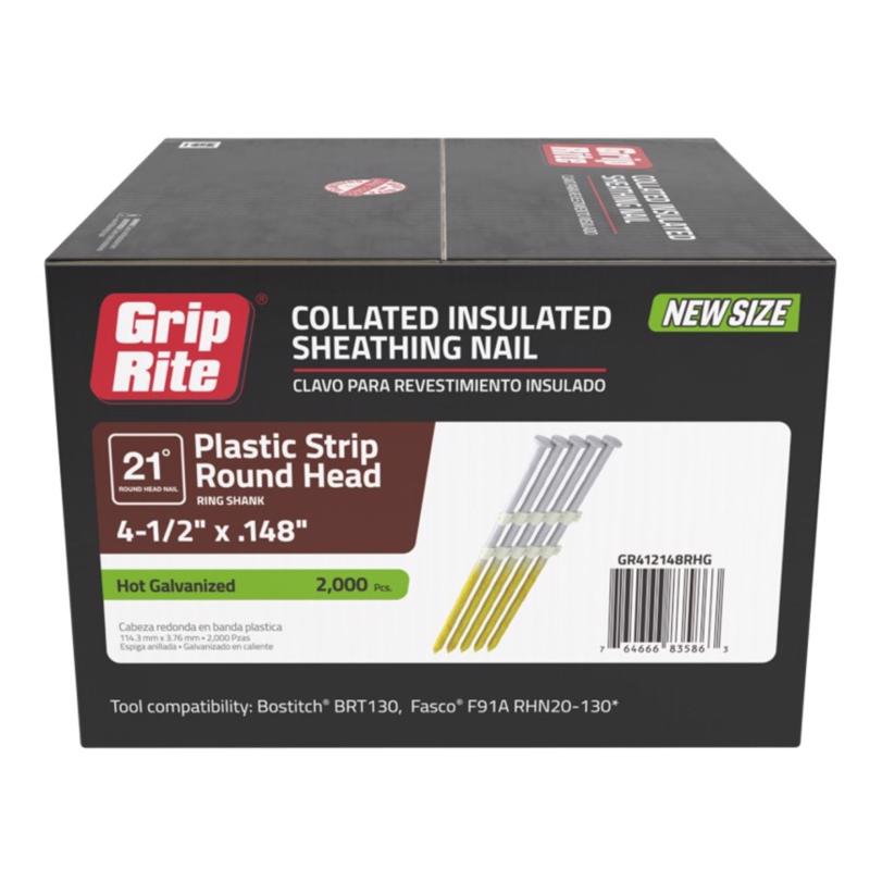 Grip-Rite 4-1/2 in. Framing Steel Nail Full Round Head 2000 pc