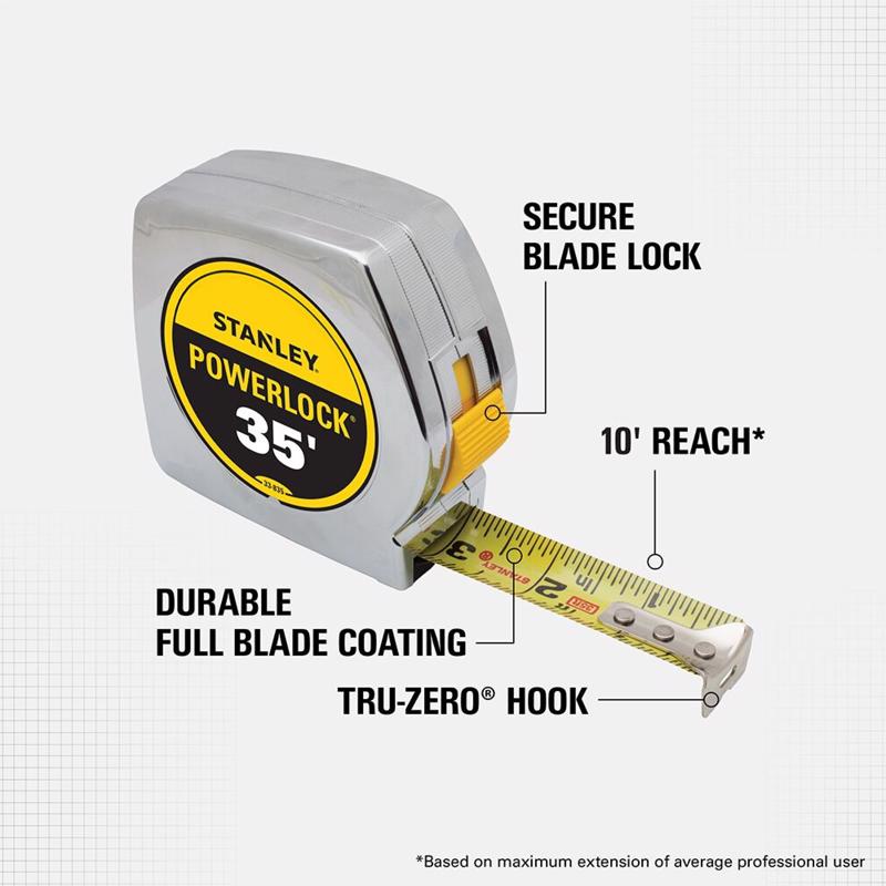 Stanley PowerLock 35 ft. L X 1 in. W Compact Tape Measure 1 pk