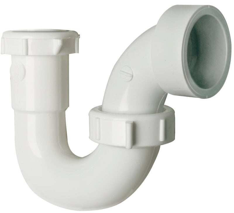 Plumb Pak PP950W S-Trap, 1-1/2 in, Solvent Weld, Plastic, White, SCH 40 Schedule