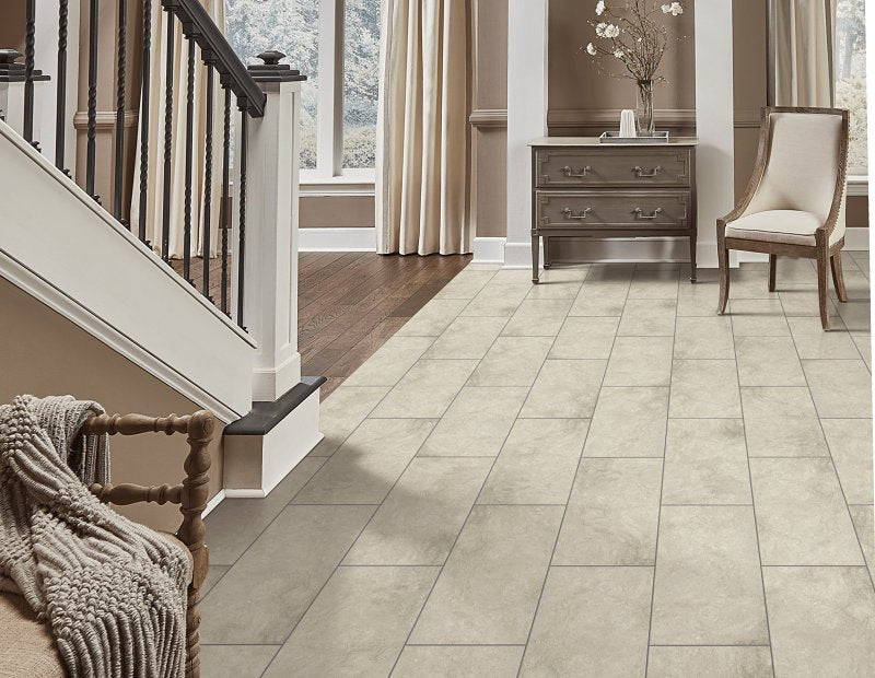 Healthier Choice Flooring CVT107L01 Flooring Plank, 24 in L, 12 in W, Grout Bevel Edge, Stone Polymer Composite/Vinyl