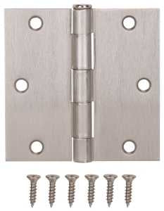 ProSource 20338SNX Square Corner Door Hinge, Steel, Satin Nickel, Loose Pin, 180 deg Range of Motion
