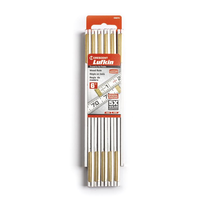 Crescent Lufkin 72 in. L X 5/8 in. W Wood Rule SAE