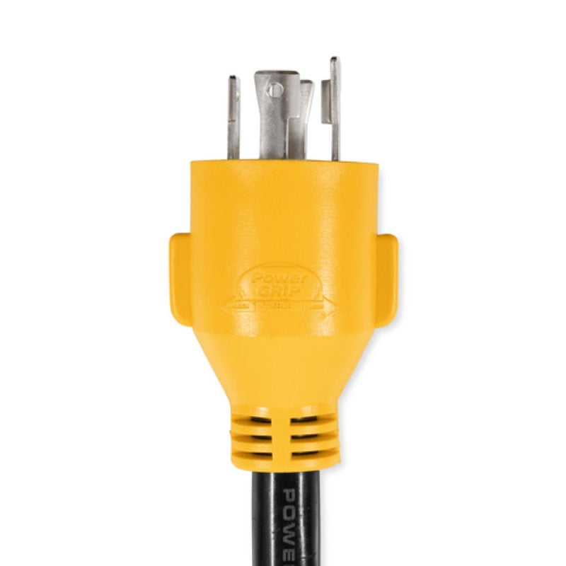 PowerGrip 55413 Locking Generator Adapter, 30/15 A, 125 V, Male, Lighted Female, 10/3 ga Cable, Black/Yellow Jacket