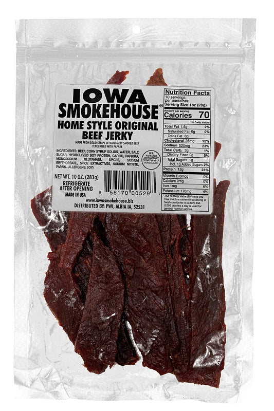 Iowa Smokehouse IS-10JN Beef Jerky, Original, 10 oz, Pack, Pack of 6