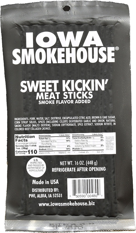 Iowa Smokehouse IS-16MSSK Meat Stick, Sweet Kickin, 16 oz, Pack, Pack of 10