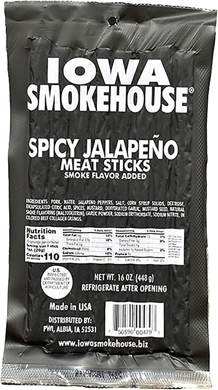 Iowa Smokehouse IS-16MSSP Meat Stick, Spicy Jalapeno, 16 oz, Pack, Pack of 10