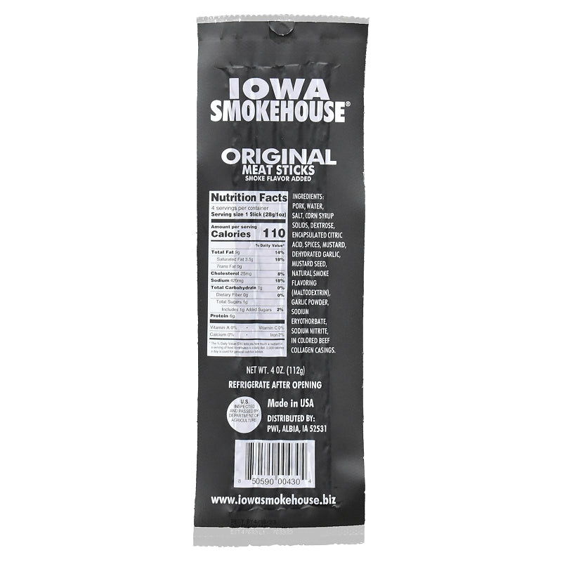 Iowa Smokehouse IS-4N Meat Stick, Original, 4 oz, Pack, Pack of 12