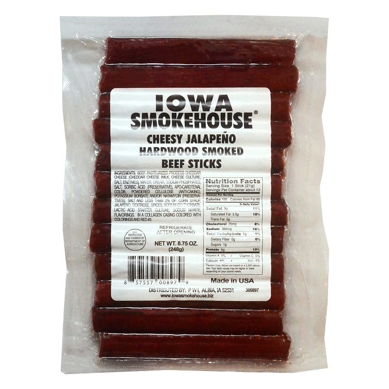 Iowa Smokehouse IS-HSCSP Beef Stick, Spicy Jalapeno, 8.75 oz, Pack of 12