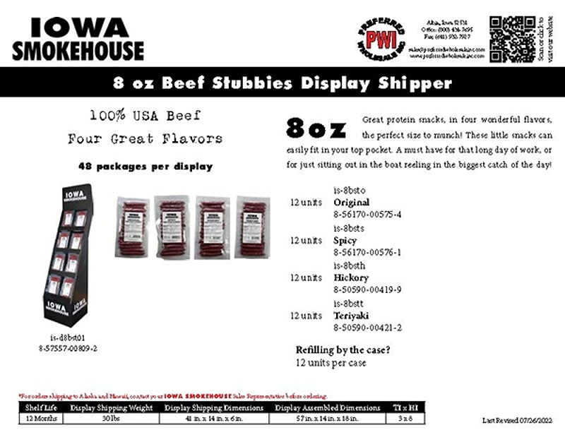 STUBBIES BEEF DISPLAY SHPR, Pack of 48