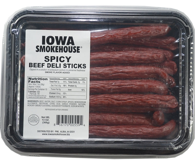 Iowa Smokehouse IS-BDS Beef Deli Stick, Spicy, 13 oz Pack