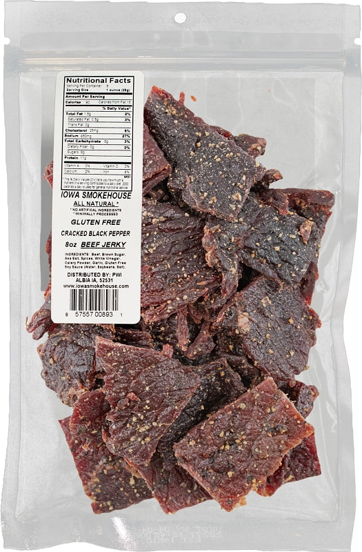 Iowa Smokehouse IS-RH8JP-6CT Beef Jerky, Cracked Black Pepper, 8 oz, Pack of 6