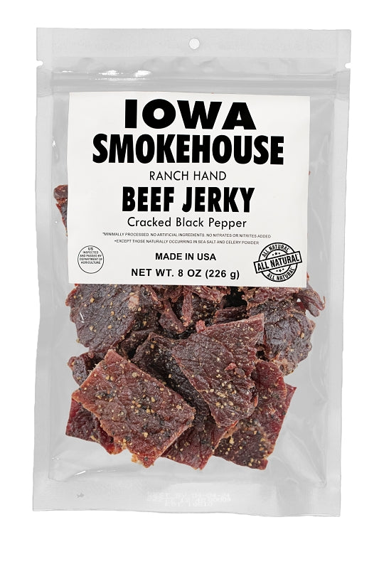 Iowa Smokehouse IS-RH8JP-6CT Beef Jerky, Cracked Black Pepper, 8 oz, Pack of 6