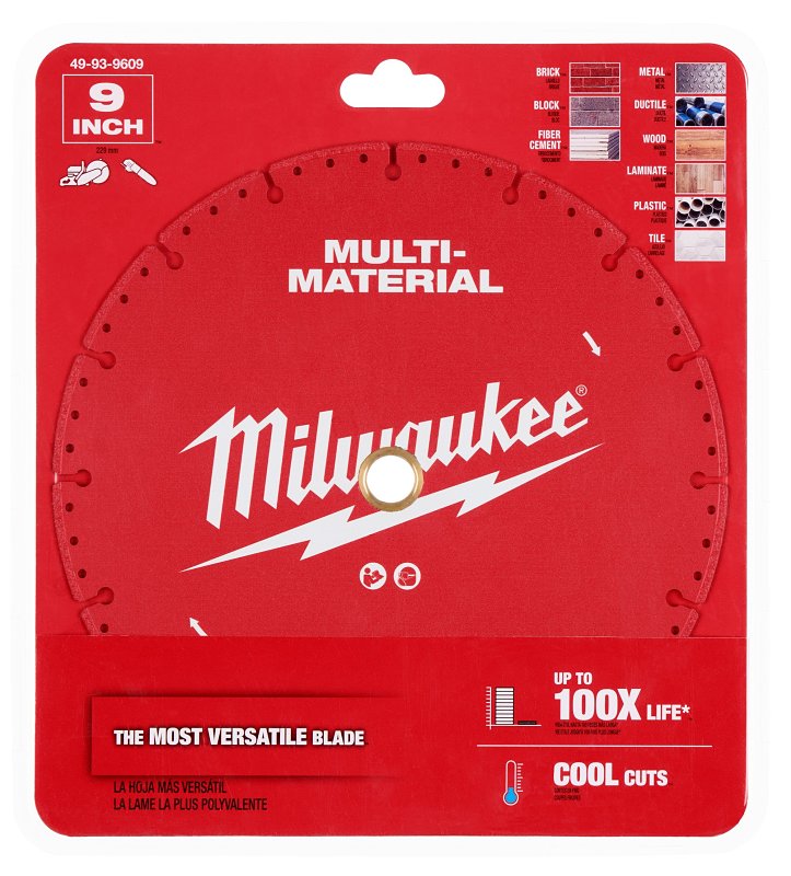 Milwaukee 49-93-9609 Saw Blade, 9 in Dia, 5/8, 7/8 in Arbor, Diamond Cutting Edge, Segmented Rim