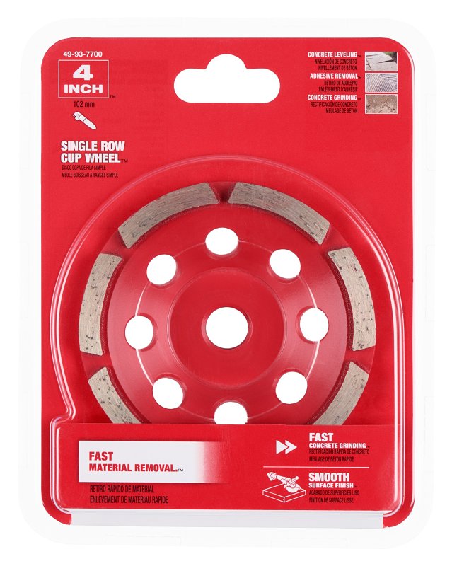 Milwaukee DIAMOND MAX 49-93-7700 Cup Wheel, 4 in Dia, 1 in Thick, 5/8-11 Arbor, Diamond Abrasive