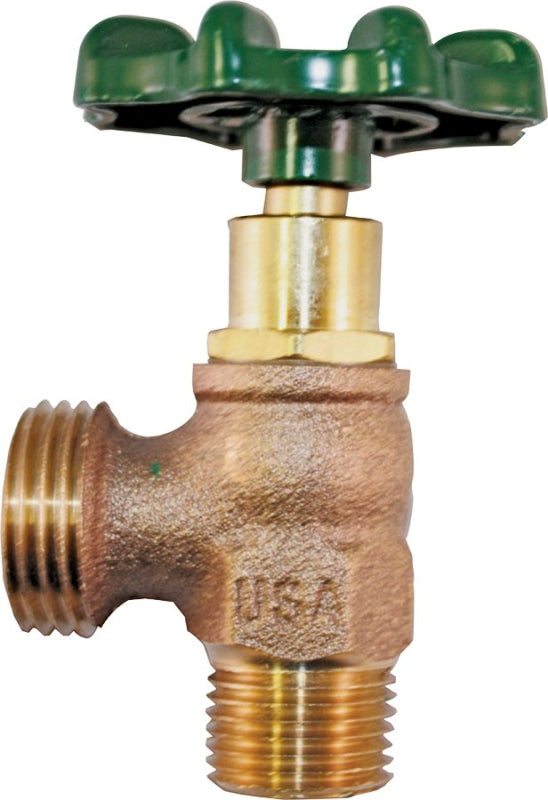 Arrowhead Brass 221LF Boiler Drain, 1/2 x 3/4 in Connection, MIP x MHT, 125 psi Pressure, 8 to 9 gpm, Manual Actuator