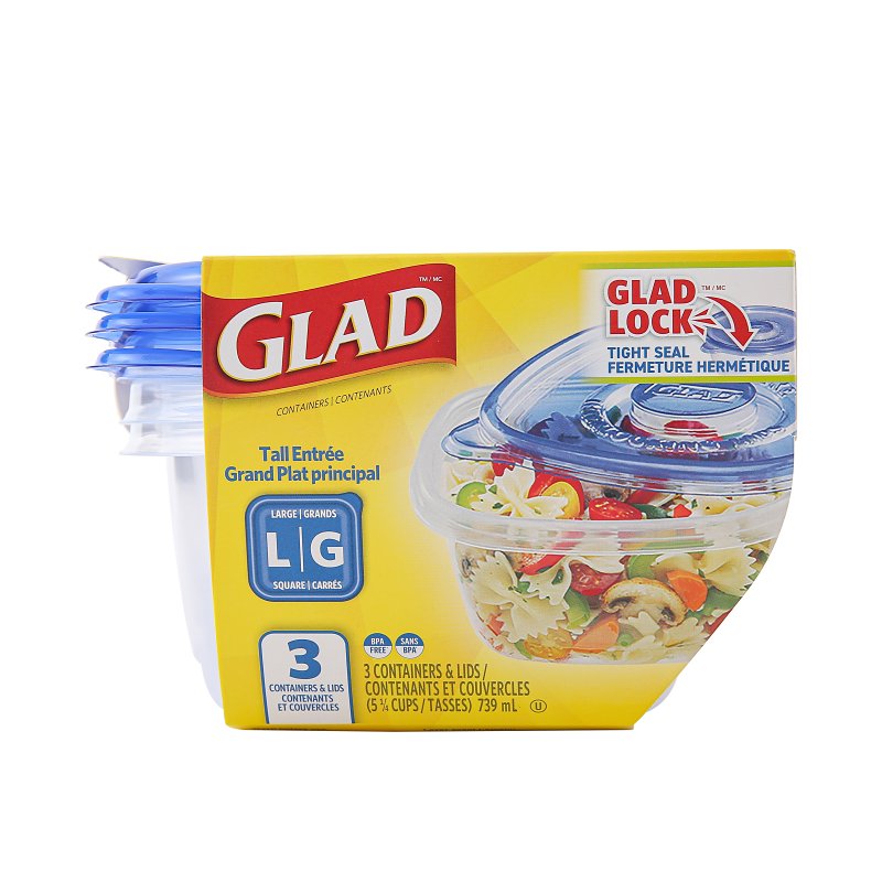Glad BBG10041 Large Tall Entree, 42 oz Capacity, Plastic, Clear, Pack of 6