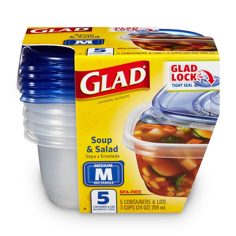 Glad BBG10076 Medium Soup and Salad, 24 oz Capacity, Plastic, Clear, Pack of 6