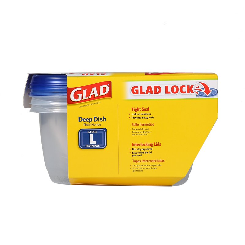 Glad BBG10316 Large Deep Dish, 64 oz Capacity, Plastic, Clear, Pack of 3