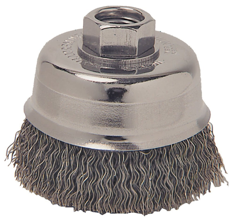 Vortec Pro 36061 Wire Cup Brush, 5 in Dia, 5/8-11 Arbor/Shank, Crimped Bristle, 0.02 in Dia Bristle