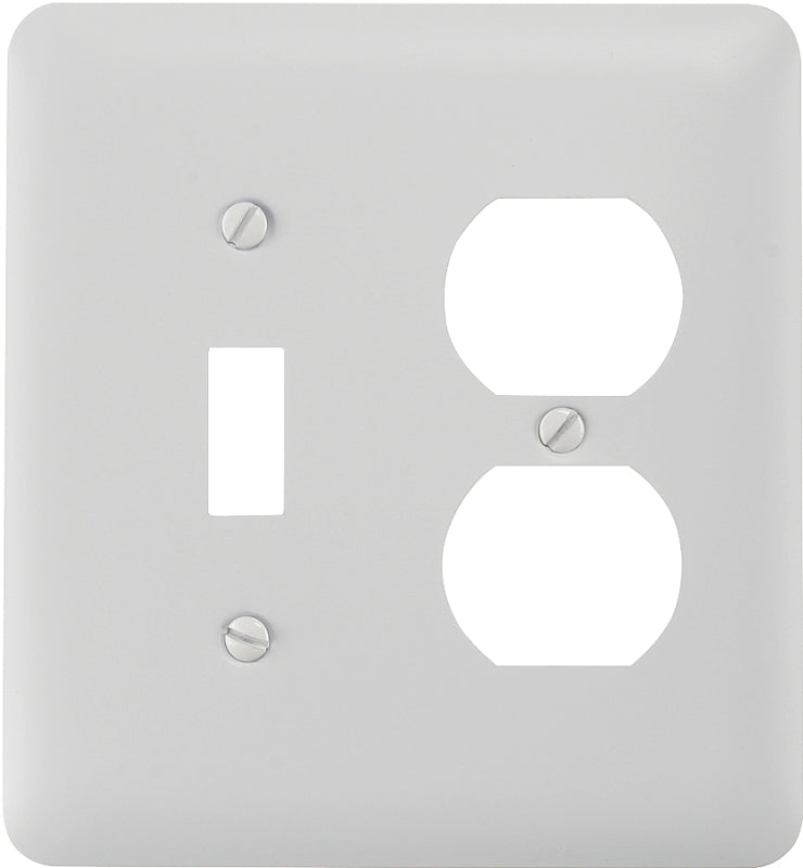 Amerelle Devon Series 935TDW Wallplate, 5 in L, 4-5/8 in W, 2-Gang, Steel, White, Screw Mounting