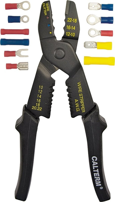 Calterm 05102 Prokit Terminal Kit with Crimp Tool, 600 V, 22 to 10 AWG Wire, Vinyl Insulation, Black