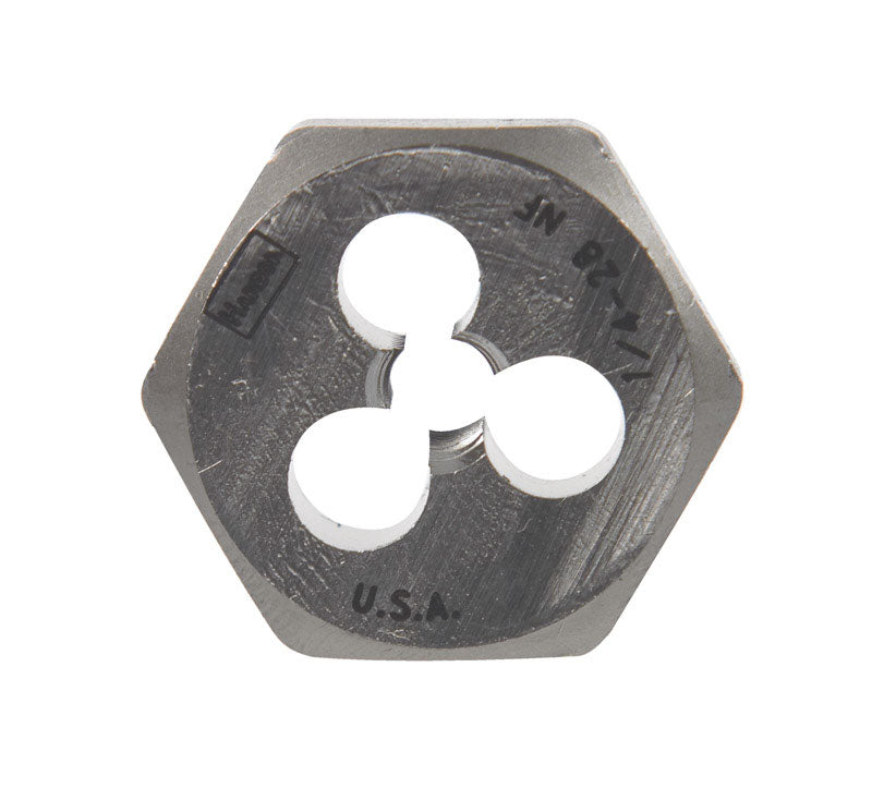 Irwin Hanson High Carbon Steel SAE Hexagon Die 1/4-28 in. 1 pc, Pack of 5