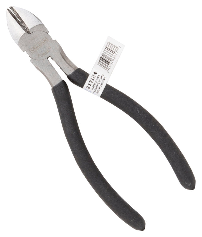 Vulcan PC417-5 Cutting Pliers, 6 in OAL, 1.2 mm Cutting Capacity, 1-1/2 in Jaw Opening, Black Handle, 3/4 in W Jaw, Pack of 40